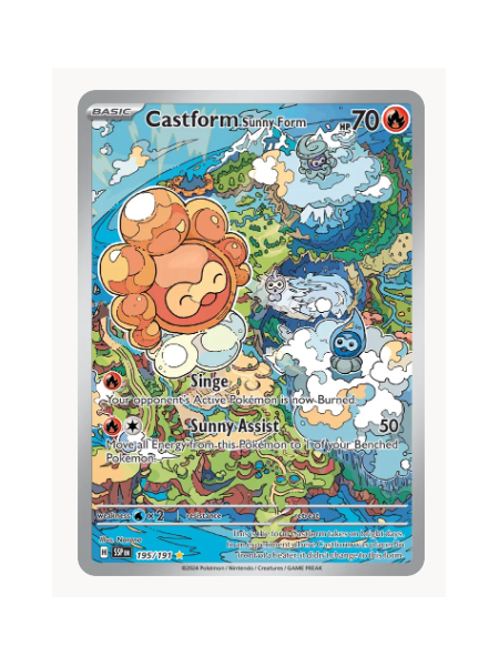 Castform Sunny Form Pokemon • Illustration Rare • 195/191 Surging Sparks