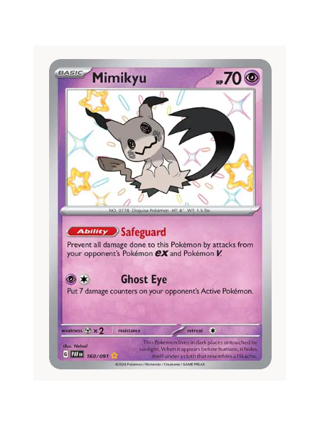 Mimikyu Pokemon • Shiny Rare • 160/091 Paldean Fates