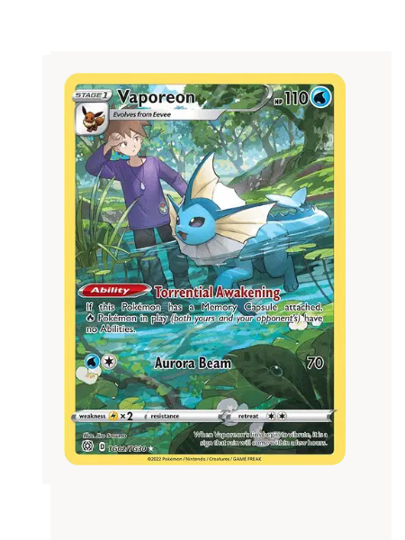 Vaporeon Pokemon • Ultra Rare • TG02/TG30 Brilliant Stars Trainer Gallery