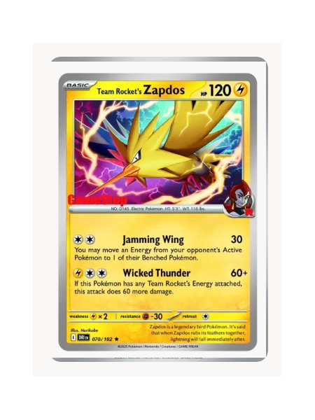 Team Rocket's Zapdos (Gamestop Exclusive) Pokemon • Promo • 070/182 Miscellaneous Cards & Products